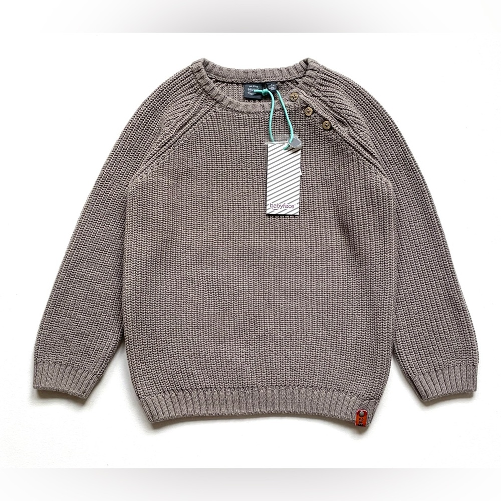 NWT Babyface Little Boys Knit Ribbed Pullover Sweater in Gray 3